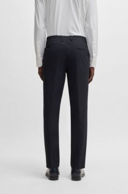 Slim-fit trousers in travel-friendly stretch softshell fabric, Dark Blue