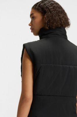 Water-repellent gilet with Happy HUGO badge, Black