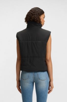 Water-repellent gilet with Happy HUGO badge, Black