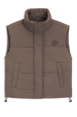 Water-repellent gilet with Happy HUGO badge, Brown
