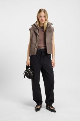 Water-repellent gilet with Happy HUGO badge, Brown