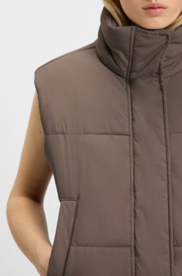 Water-repellent gilet with Happy HUGO badge, Brown