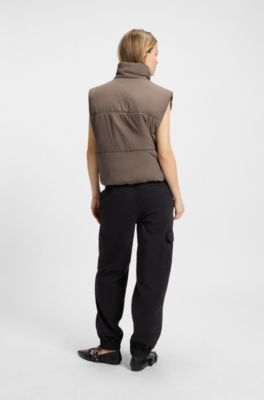 Water-repellent gilet with Happy HUGO badge, Brown