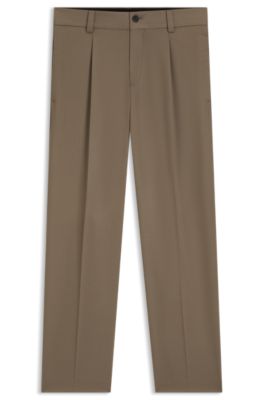 Modern-fit trousers in stretch twill, Brown