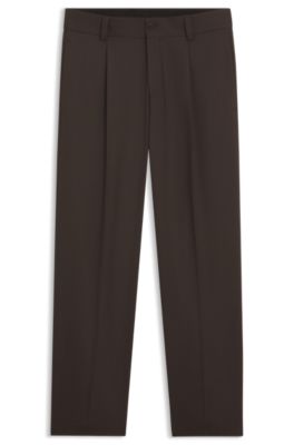 Modern-fit trousers in stretch twill, Brown