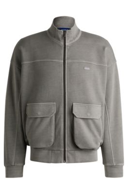 Sudadera de felpa de algod&oacute;n con costuras decorativas, Gris claro