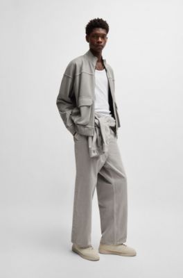 Sudadera de felpa de algod&oacute;n con costuras decorativas, Gris claro