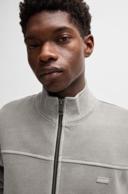 Sudadera de felpa de algod&oacute;n con costuras decorativas, Gris claro