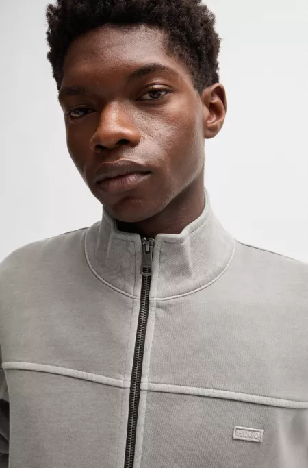 Cotton-terry sweatshirt with topstitched seams