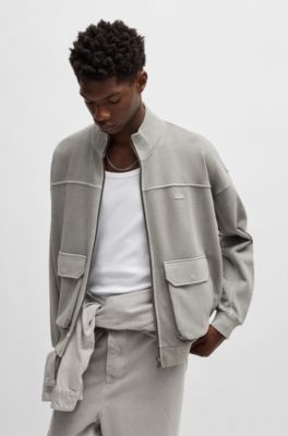 Sudadera de felpa de algod&oacute;n con costuras decorativas, Gris claro