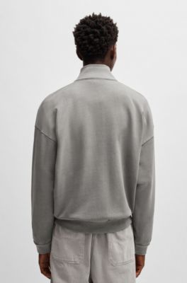 Sudadera de felpa de algod&oacute;n con costuras decorativas, Gris claro