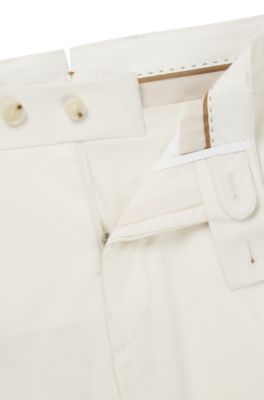 Short Tapered en coton, soie et stretch, Blanc