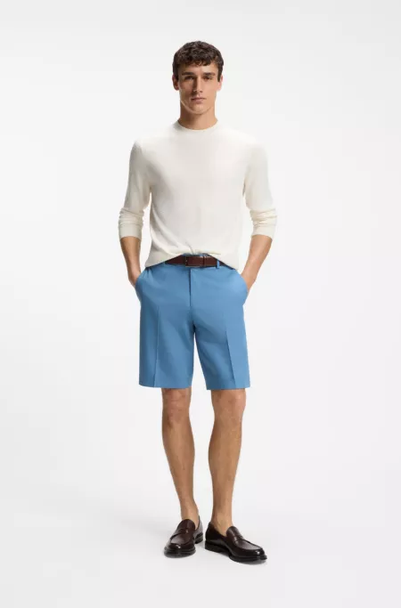 Tapered-fit shorts in cotton, silk and stretch
