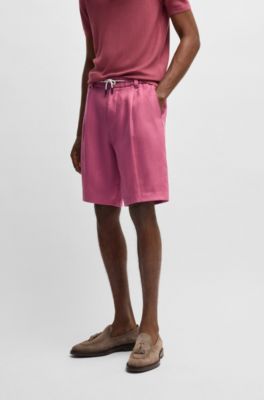 Shorts tapered fit en lino resistente a las arrugas, Pink