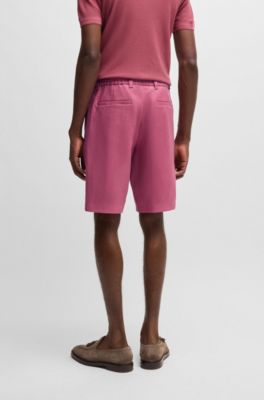 Tapered-fit shorts in wrinkle-resistant linen, Pink