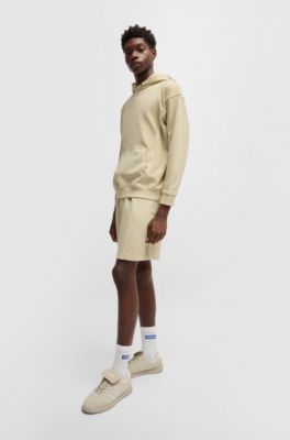 Sudadera con capucha de felpa de algod&oacute;n con ojales vintage, Beige