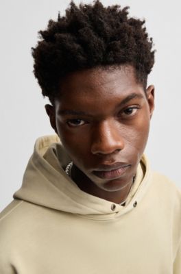 Sudadera con capucha de felpa de algod&oacute;n con ojales vintage, Beige