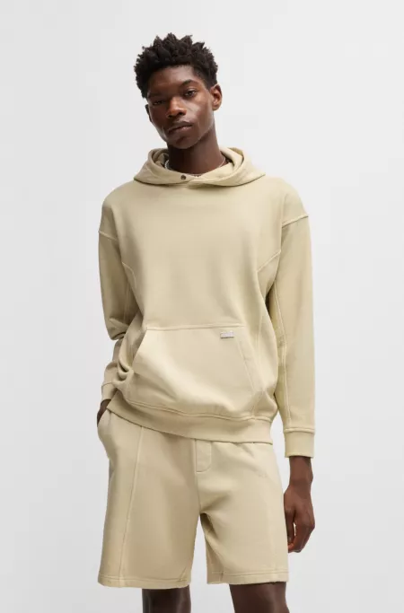 Cotton-terry hoodie with vintage eyelets