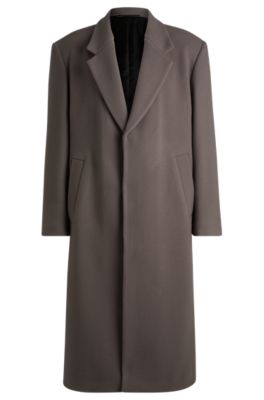 BOSS - Relaxed-fit coat in wool velour - Light Grey