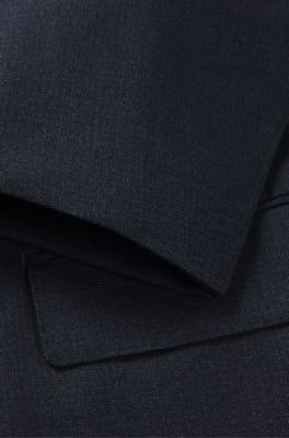 Slim-fit suit in patterned wool and silk, Dark Blue