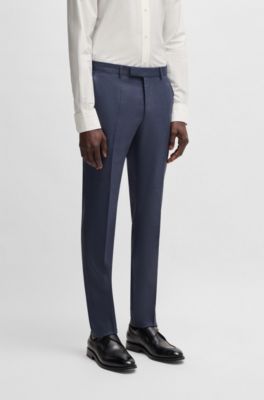 Slim-fit suit in patterned wool and silk, Dark Blue