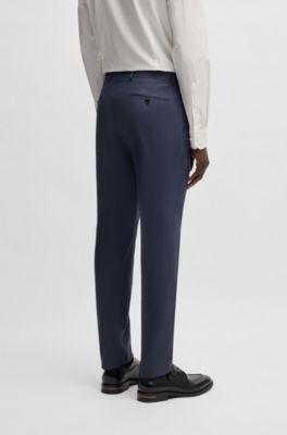 Slim-fit suit in patterned wool and silk, Dark Blue