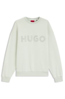 Oversize-fit sweatshirt in cotton terry with tonal logo, Light Green