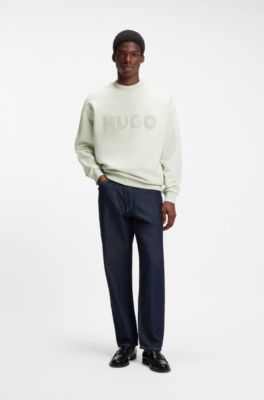 Oversize-fit sweatshirt in cotton terry with tonal logo, Light Green