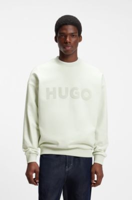 Oversize-fit sweatshirt in cotton terry with tonal logo, Light Green
