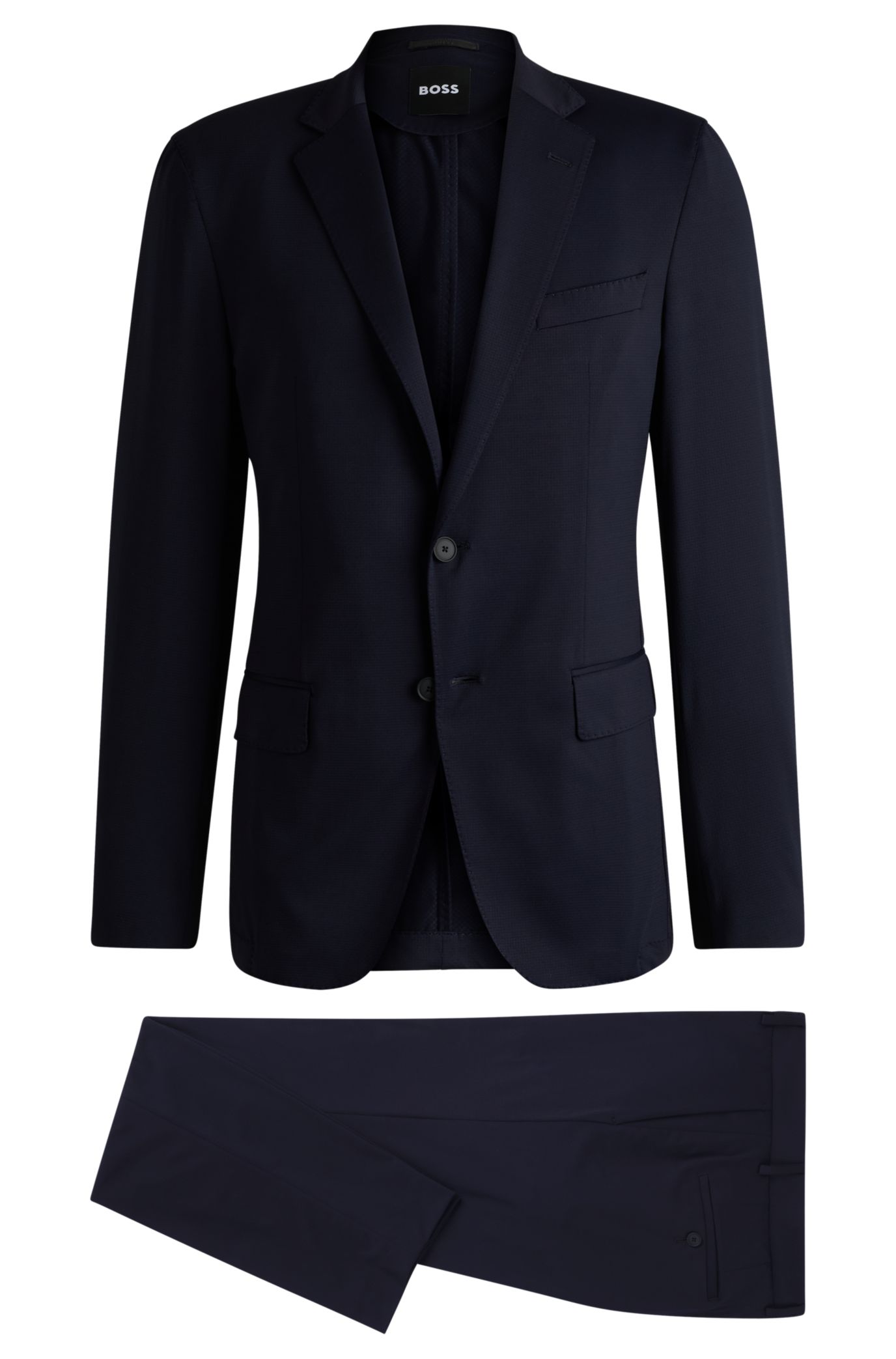 スーツ Hugo Boss Suit Set BOSS - Slim-fit washable suit in patterned performance