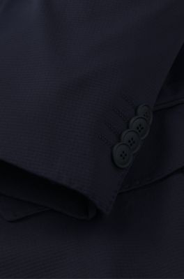 Traje slim fit lavable de tejido el&aacute;stico t&eacute;cnico estampado, Azul oscuro