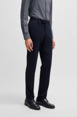 Traje slim fit lavable de tejido el&aacute;stico t&eacute;cnico estampado, Azul oscuro