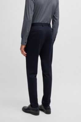 Traje slim fit lavable de tejido el&aacute;stico t&eacute;cnico estampado, Azul oscuro