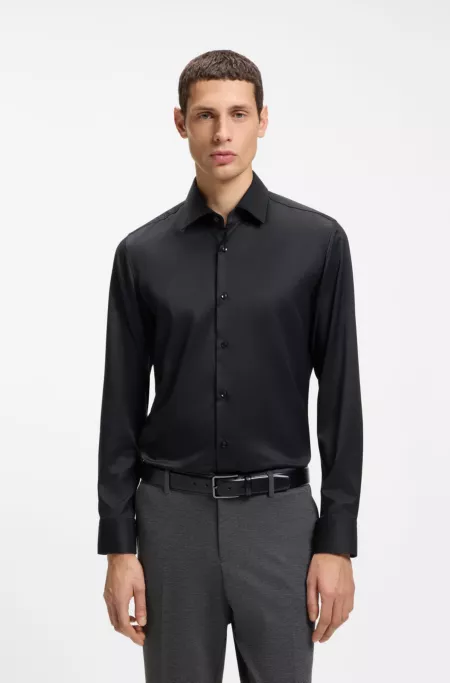Slim-fit shirt in performance-stretch twill
