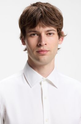 Slim-fit shirt in performance-stretch twill, White