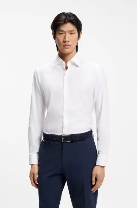 Slim-fit shirt in performance-stretch twill