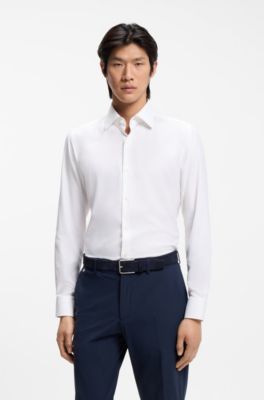 Chemise Slim en twill stretch performant, Blanc