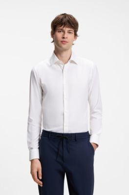Slim-fit shirt in performance-stretch twill, White