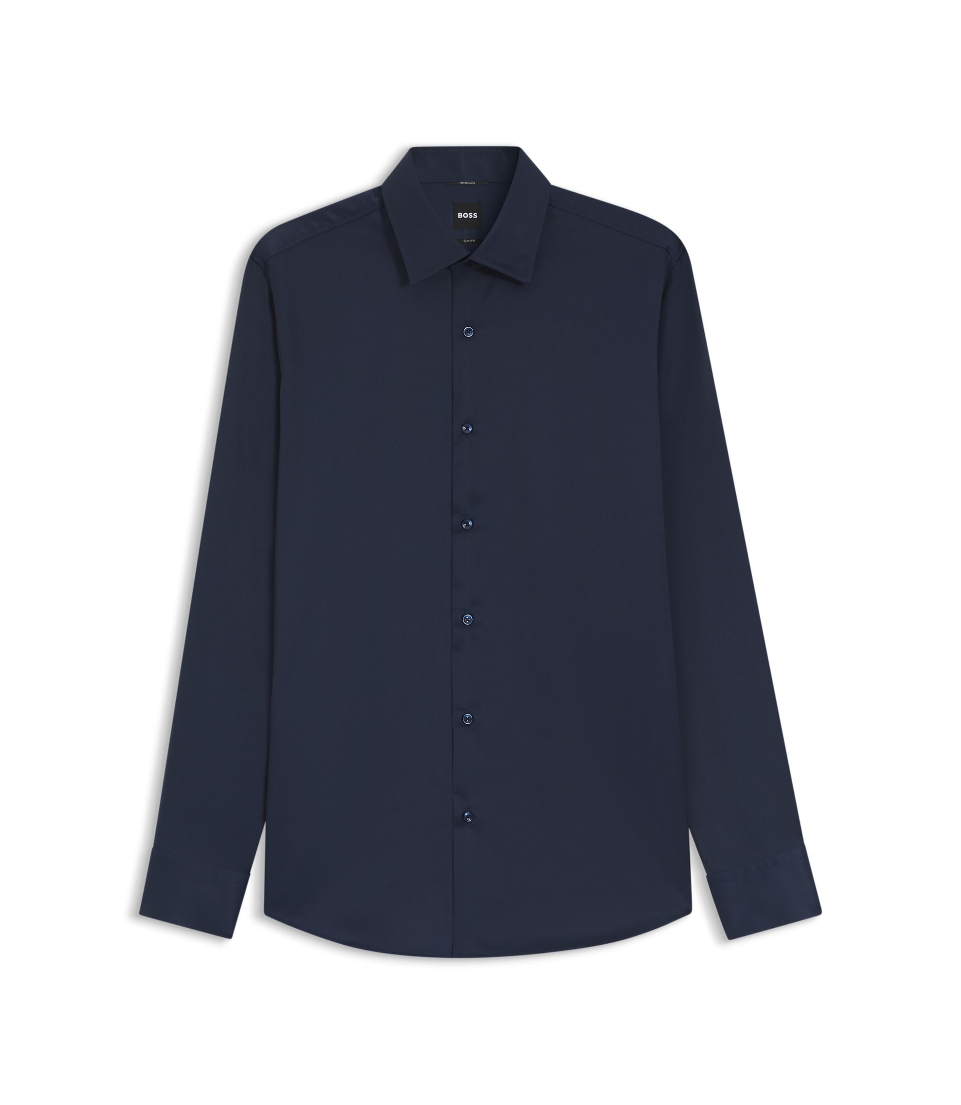 BOSS - Slim-fit shirt in performance-stretch twill - Dark Blue