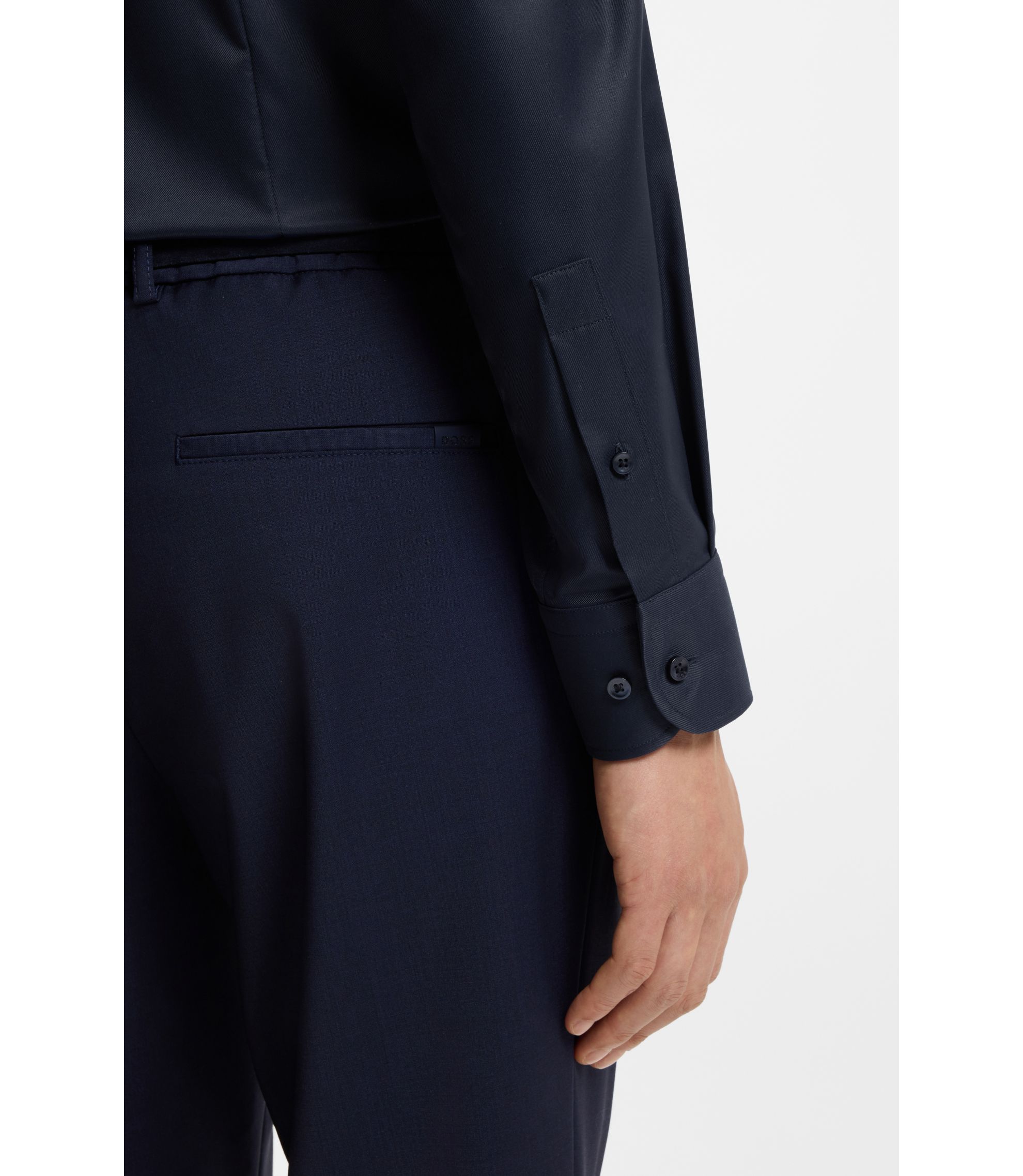BOSS - Slim-fit shirt in performance-stretch twill - Dark Blue