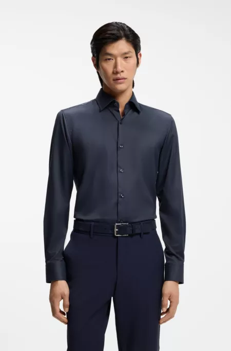 Slim-fit shirt in performance-stretch twill