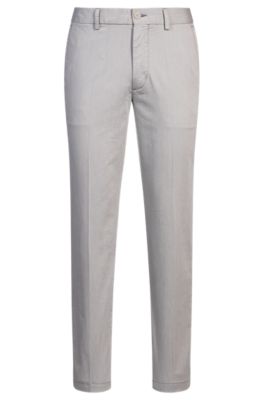 Slim-fit trousers in easy-iron poplin, Light Grey