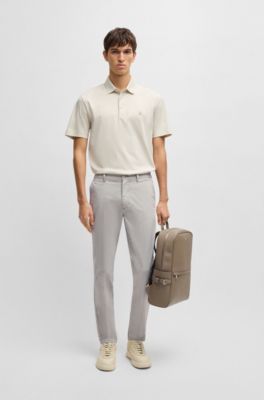 Slim-fit trousers in easy-iron poplin, Light Grey