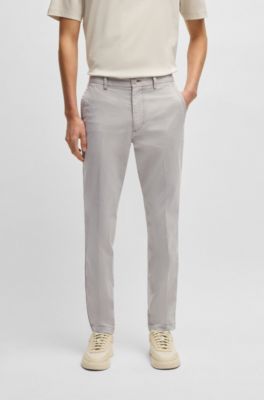 Slim-fit trousers in easy-iron poplin, Light Grey