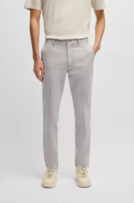 Slim-fit trousers in easy-iron poplin