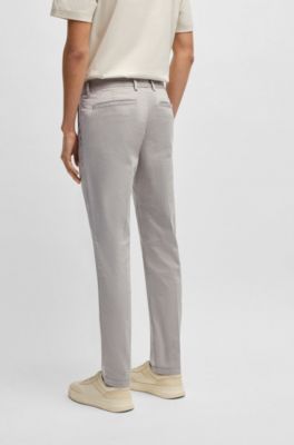 Slim-fit trousers in easy-iron poplin, Light Grey