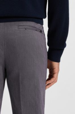 Slim-fit trousers in easy-iron poplin, Dark Blue