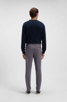 Slim-fit trousers in easy-iron poplin, Dark Blue