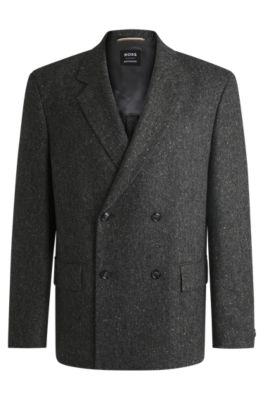 Hugo Boss Boss Selected By Beckham Patterned Wool-blend Suit Jacket In Grey
