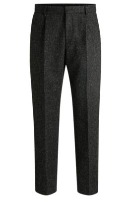 Hugo Boss Boss Selected By Beckham Patterned Wool-blend Trousers In Grey